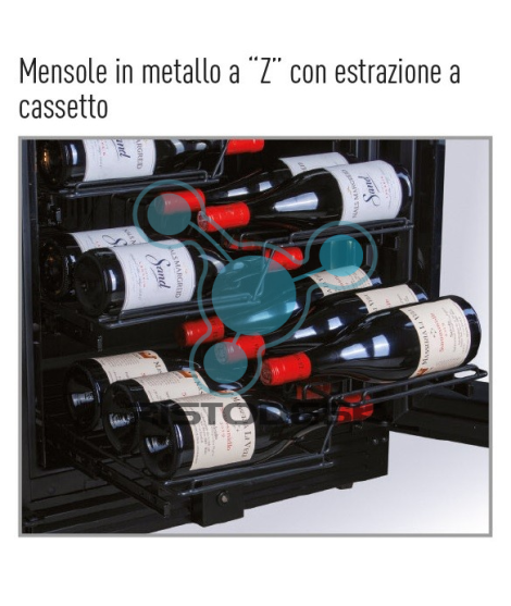 VI180D: CANTINETTA VINI 379 LITRI DOPPIA TEMPERATURA - VENTILATA (+5 +12 /  +12 +20 °C) - CM. 71xp60xh172 - Marchiodoro, attrezzature da ristorazione,  frigoriferi, pizzeria, self service, banchi bar, lavastoviglie, lavapiatti,  arredamenti per negozi