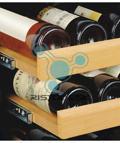 Cantinetta per vino doppia temperatura-refrigerata ventilata-+5°C/+12°C e  +12°C/+22°C-inox/nero-120 bottiglie-cm59x58x159h